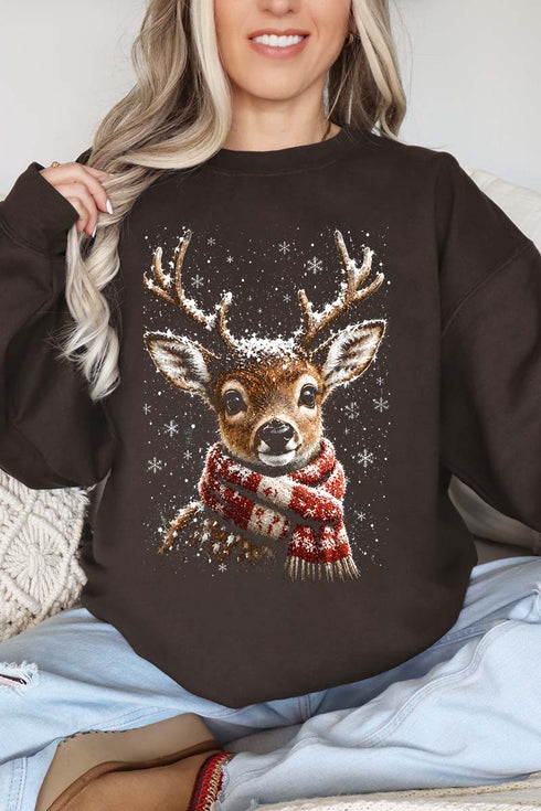 Snow Kissed Reindeer Heavy Blend Crew Sweatshirt