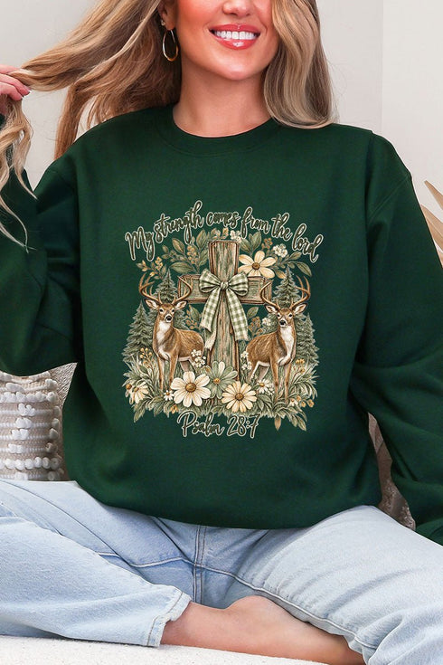My Strength Woodland Deer Heavy Blend Crew Sweatshirt