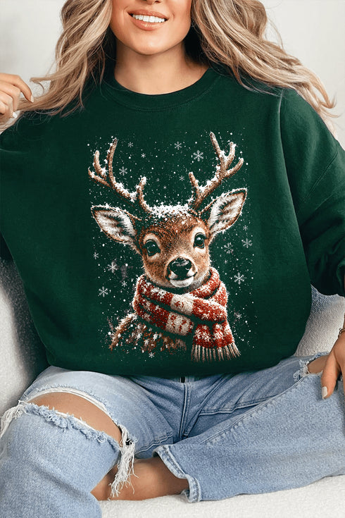 Snow Kissed Reindeer Heavy Blend Crew Sweatshirt