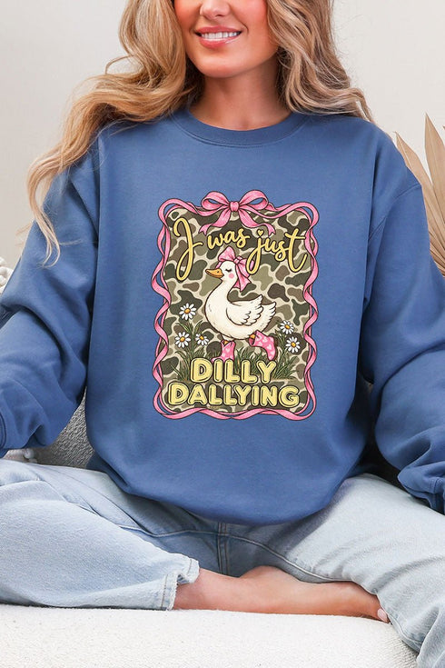Dilly Dallying Camo Goose Heavy Blend Crew Sweatshirt