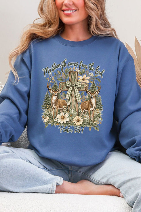 My Strength Woodland Deer Heavy Blend Crew Sweatshirt