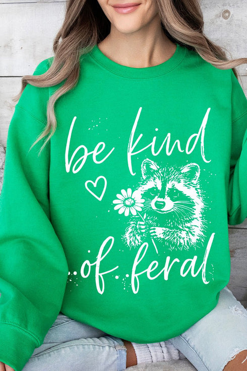 Be Kind Of Feral Raccoon Heavy Blend Crew Sweatshirt