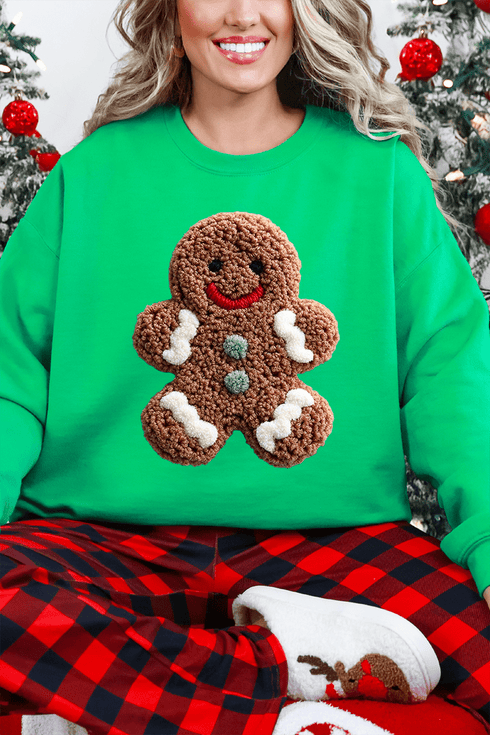 Faux Yarn Gingerbread Kisses Heavy Blend Crew Sweatshirt