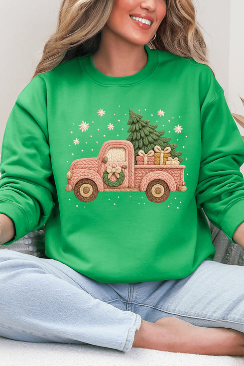 Faux Yarn Holly Jolly Haul Heavy Blend Crew Sweatshirt