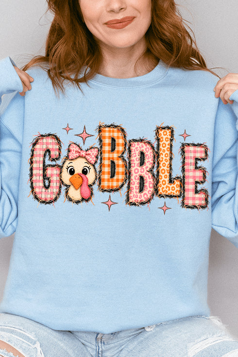 Gobble In Gingham Heavy Blend Crew Sweatshirt