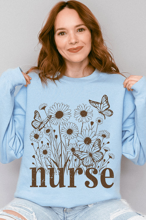Wildflower Nurse Heavy Blend Crew Sweatshirt