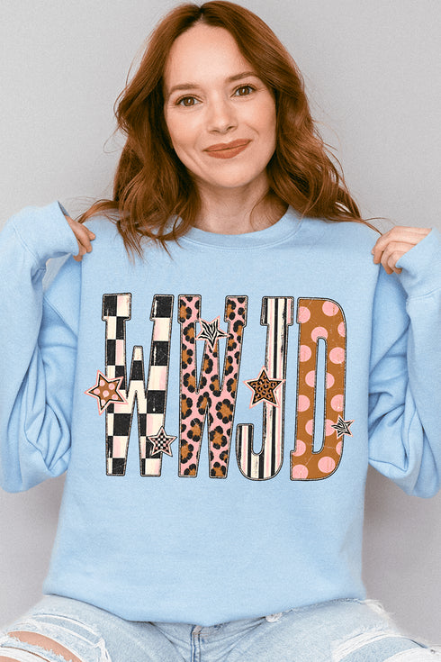 WWJD Pattern Pop Heavy Blend Crew Sweatshirt