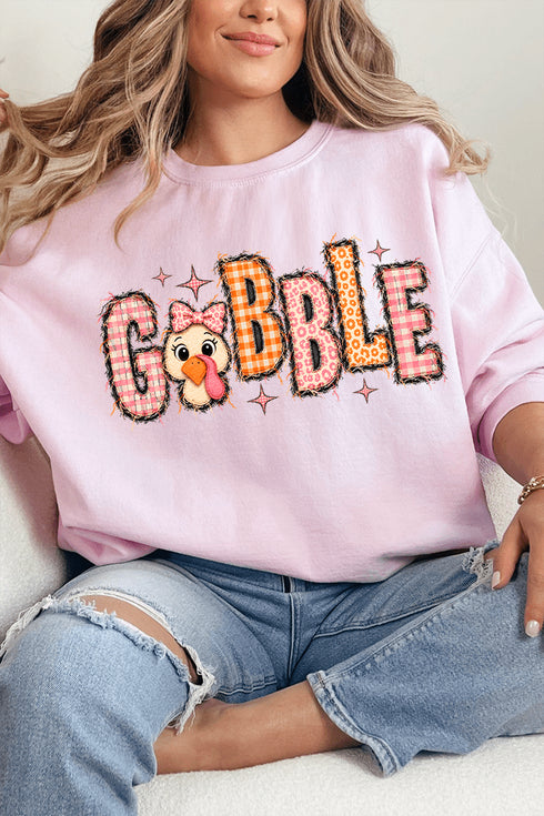 Gobble In Gingham Heavy Blend Crew Sweatshirt