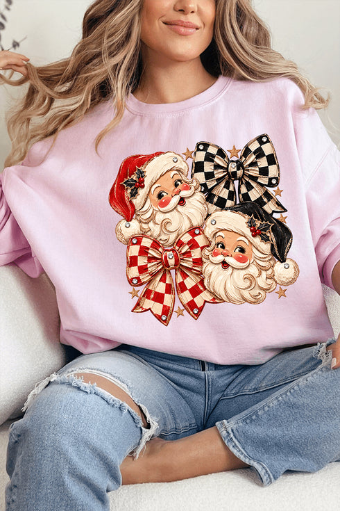 Merry Check Santa Heavy Blend Crew Sweatshirt