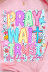 Pray Wait Trust Bright Doodle Heavy Blend Crew Sweatshirt