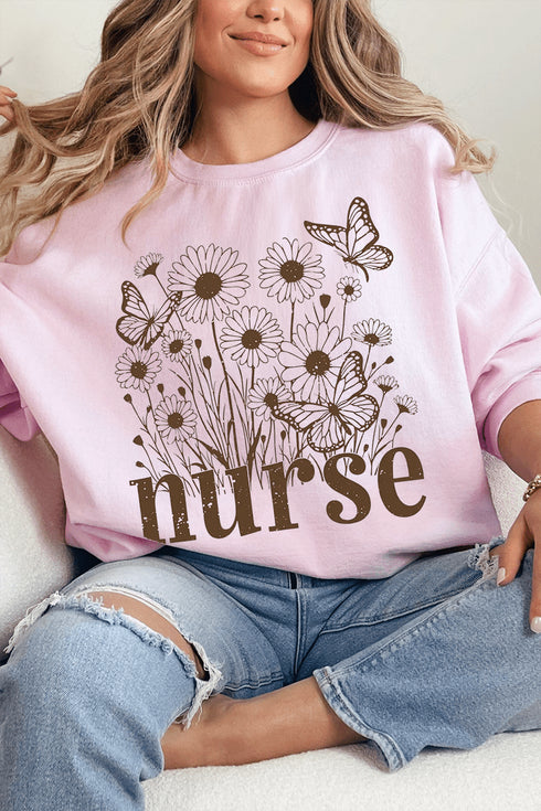 Wildflower Nurse Heavy Blend Crew Sweatshirt