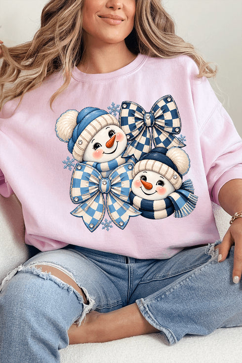 Winter Check Snowmen Heavy Blend Crew Sweatshirt