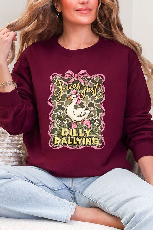 Dilly Dallying Camo Goose Heavy Blend Crew Sweatshirt