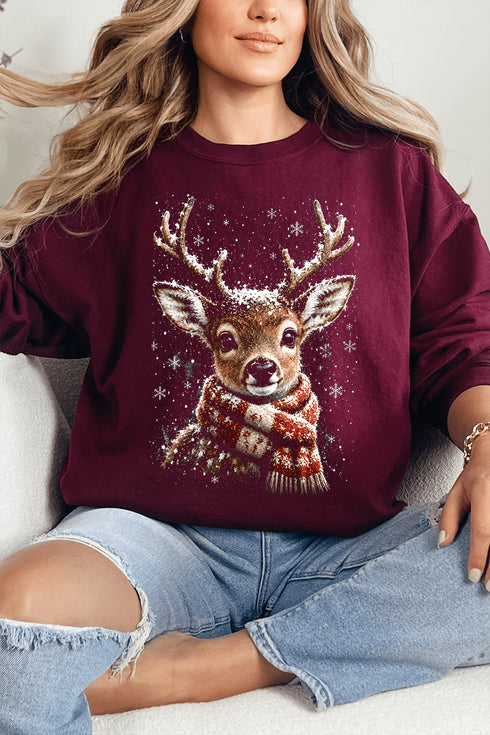 Snow Kissed Reindeer Heavy Blend Crew Sweatshirt