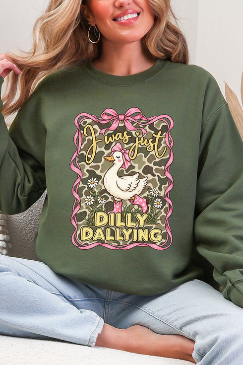 Dilly Dallying Camo Goose Heavy Blend Crew Sweatshirt
