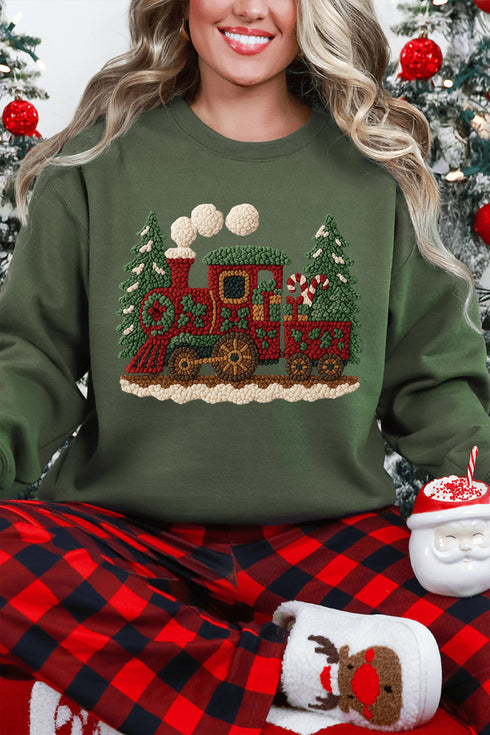 Faux Yarn Mistletoe Express Heavy Blend Crew Sweatshirt