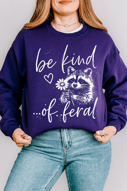 Be Kind Of Feral Raccoon Heavy Blend Crew Sweatshirt