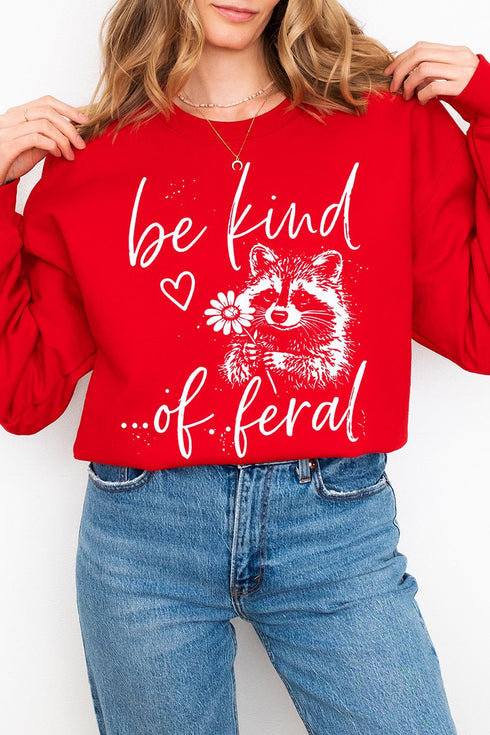 Be Kind Of Feral Raccoon Heavy Blend Crew Sweatshirt