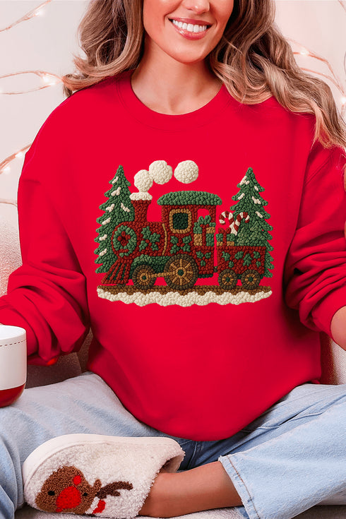 Faux Yarn Mistletoe Express Heavy Blend Crew Sweatshirt