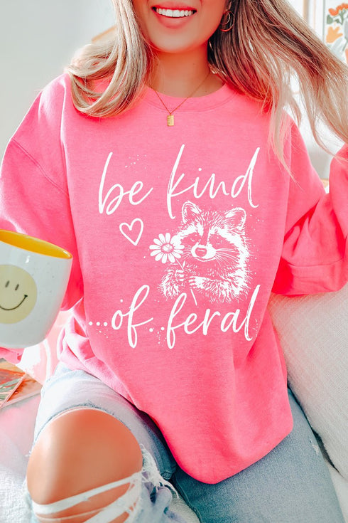 Be Kind Of Feral Raccoon Heavy Blend Crew Sweatshirt