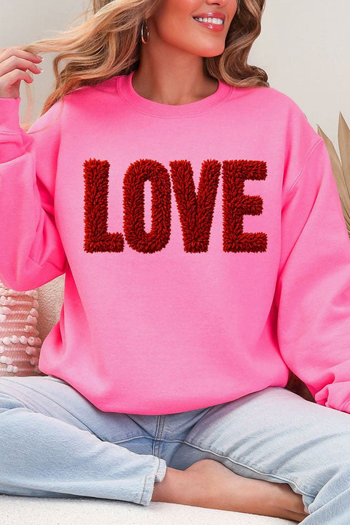 Fall In Love Faux Yarn Heavy Blend Crew Sweatshirt