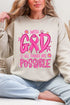 All Things Are Possible Pink Ribbon Heavy Blend Crew Sweatshirt