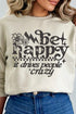 Black Be Happy Heavy Blend Crew Sweatshirt
