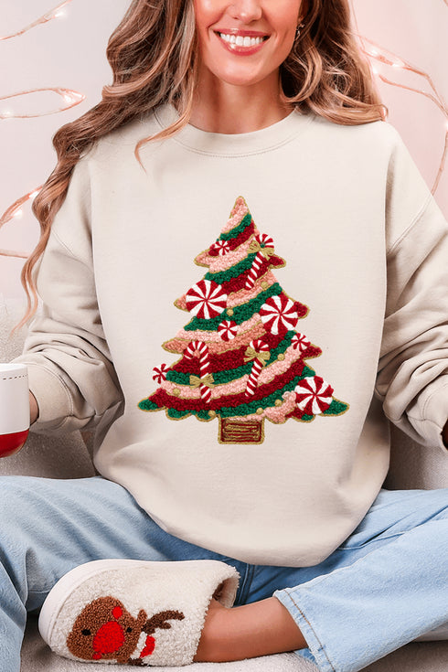 Faux Yarn Candy Cane Wishes Heavy Blend Crew Sweatshirt