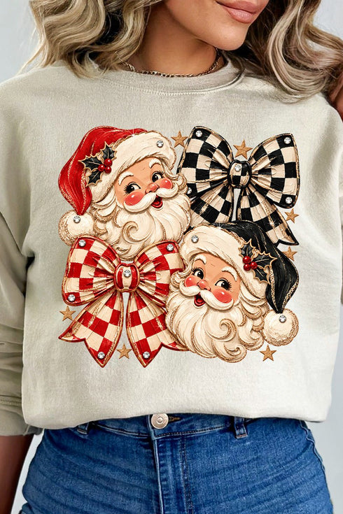 Merry Check Santa Heavy Blend Crew Sweatshirt