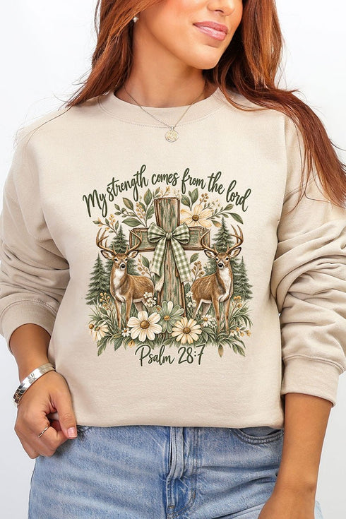 My Strength Woodland Deer Heavy Blend Crew Sweatshirt