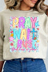 Pray Wait Trust Bright Doodle Heavy Blend Crew Sweatshirt