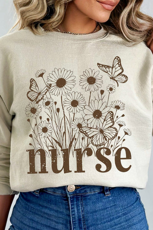 Wildflower Nurse Heavy Blend Crew Sweatshirt