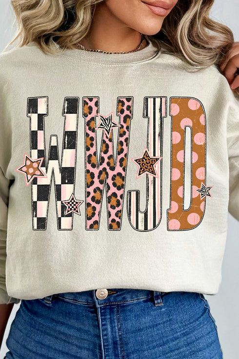 WWJD Pattern Pop Heavy Blend Crew Sweatshirt