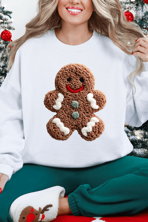 Faux Yarn Gingerbread Kisses Heavy Blend Crew Sweatshirt
