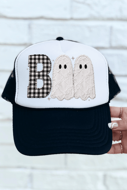Gingham & Lace Boo Otto Foam Front Trucker Hat