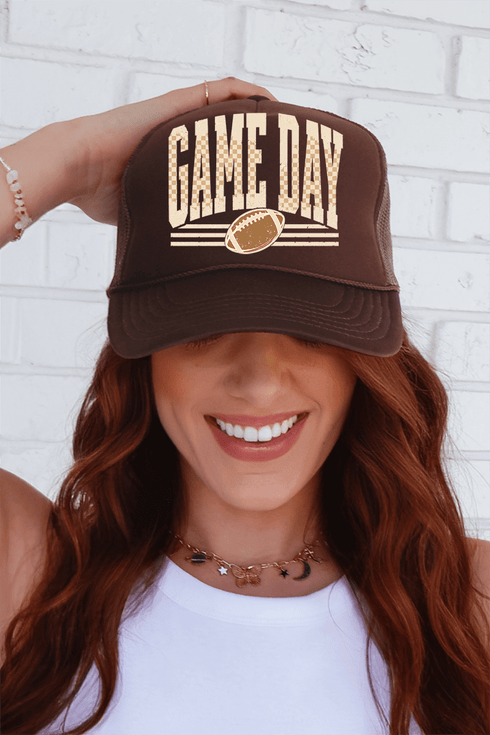 Checkered Taupe Game Day Otto Foam Front Trucker Hat