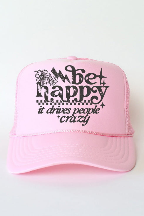 Black Be Happy Otto Foam Front Trucker Hat
