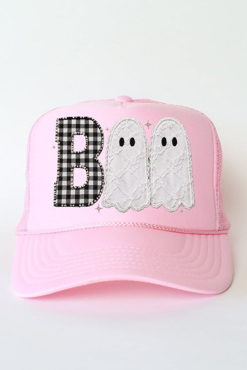 Gingham & Lace Boo Otto Foam Front Trucker Hat