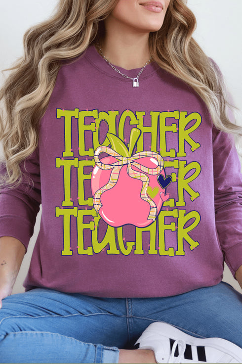 Apple For The Teacher Comfort Colors Heavyweight Long T-Shirt