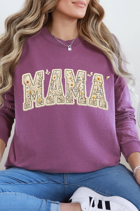 Buzzing Blooms Mama Comfort Colors Heavyweight Long T-Shirt