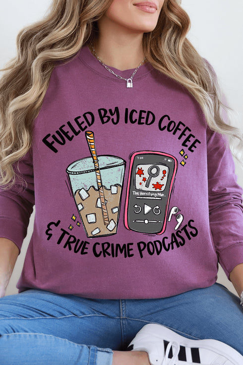 Iced Coffee & True Crime Comfort Colors Heavyweight Long T-Shirt