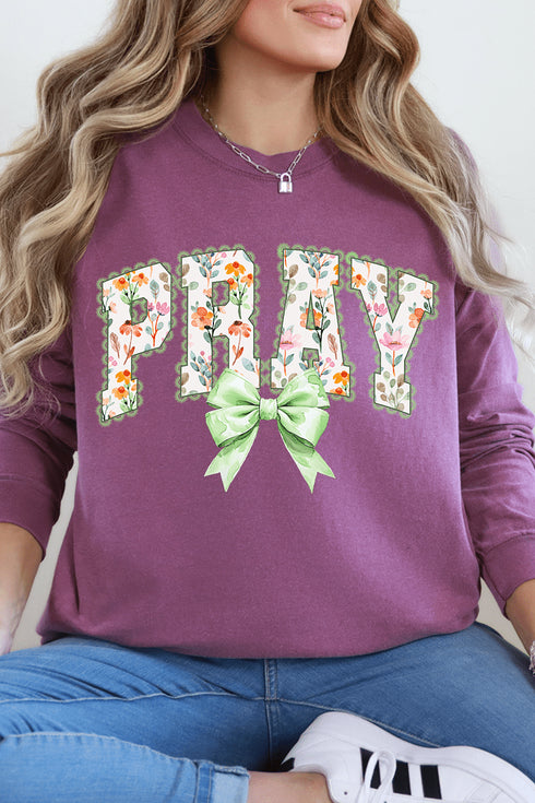 Watercolor Petaled Pray Comfort Colors Heavyweight Long T-Shirt