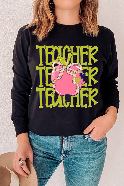 Apple For The Teacher Comfort Colors Heavyweight Long T-Shirt