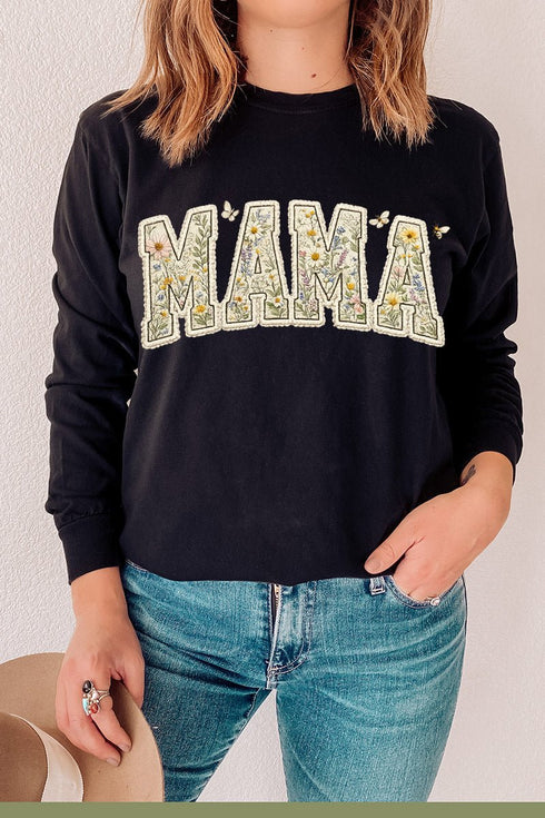 Buzzing Blooms Mama Comfort Colors Heavyweight Long T-Shirt