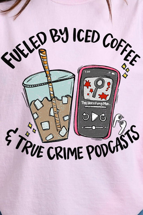 Iced Coffee & True Crime Comfort Colors Heavyweight Long T-Shirt
