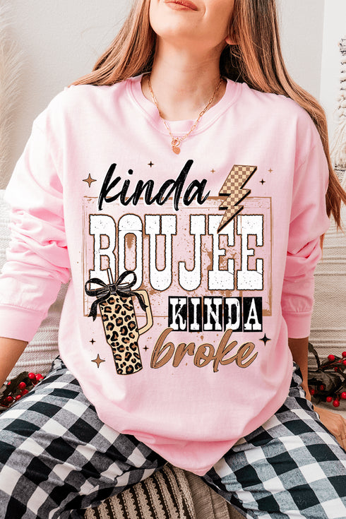 Kinda Boujee Kinda Broke Comfort Colors Heavyweight Long T-Shirt