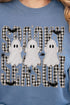 Spooky Season Gingham & Ghosts Comfort Colors Heavyweight Long T-Shirt