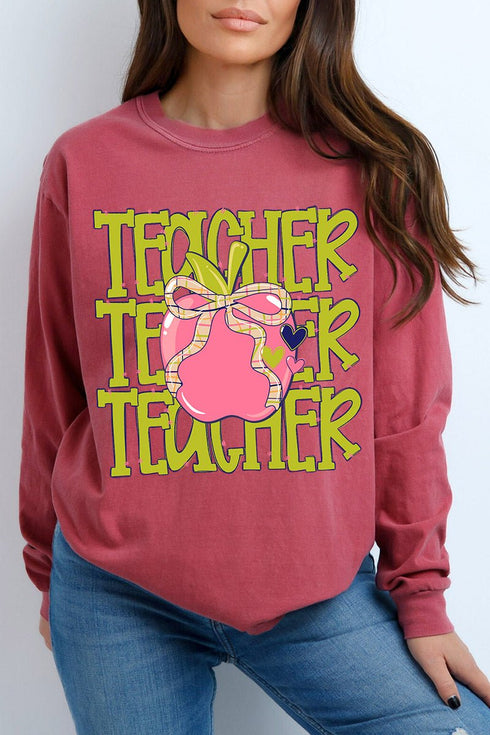 Apple For The Teacher Comfort Colors Heavyweight Long T-Shirt