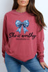 Blue Bow Worthy Comfort Colors Heavyweight Long T-Shirt