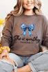 Blue Bow Worthy Comfort Colors Heavyweight Long T-Shirt